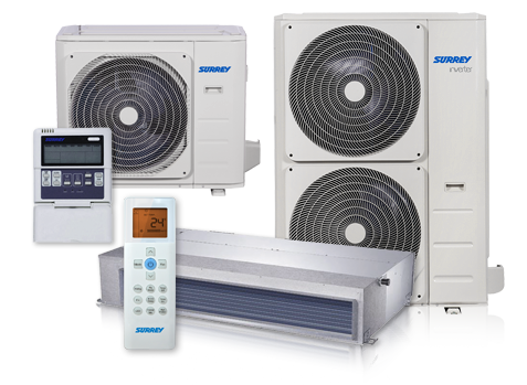 Sistema Separado Baja Silueta Surrey Inverter R-32 Frío/Calor por Bomba